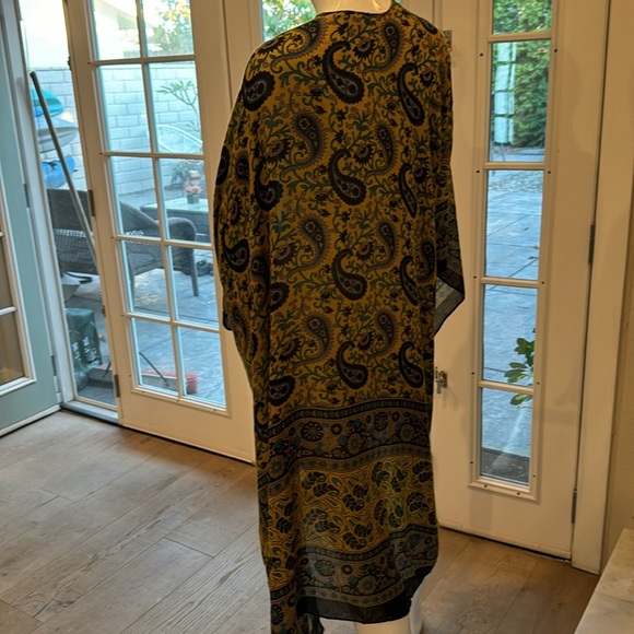 Steve Madden Olive Paisley Open Kaftan Kimono OS - Picture 7 of 11